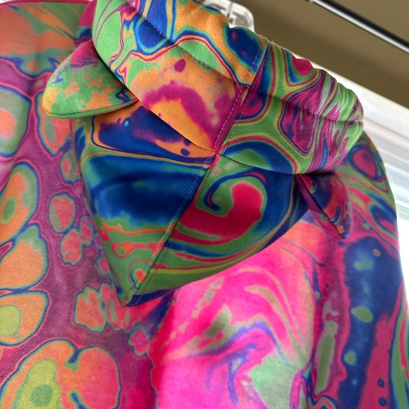 Dolls Kill Club Exx Acid Amoeba Oversized Hoodie New Small Pink Cat Ears Rave - Picture 5 of 7